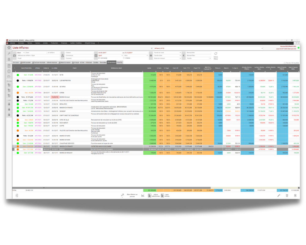 Interface de suivi des paiements et relances automatiques clients