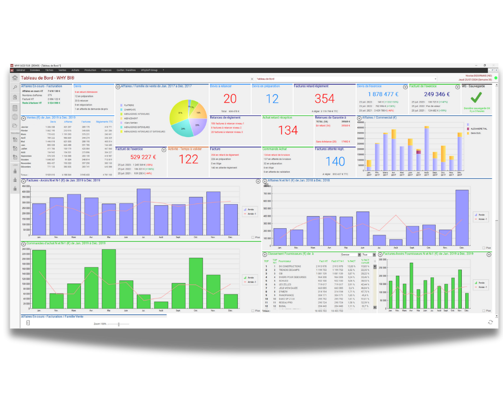 Interface de gestion de chantier affichant des plannings et des ressources dans un logiciel BTP.