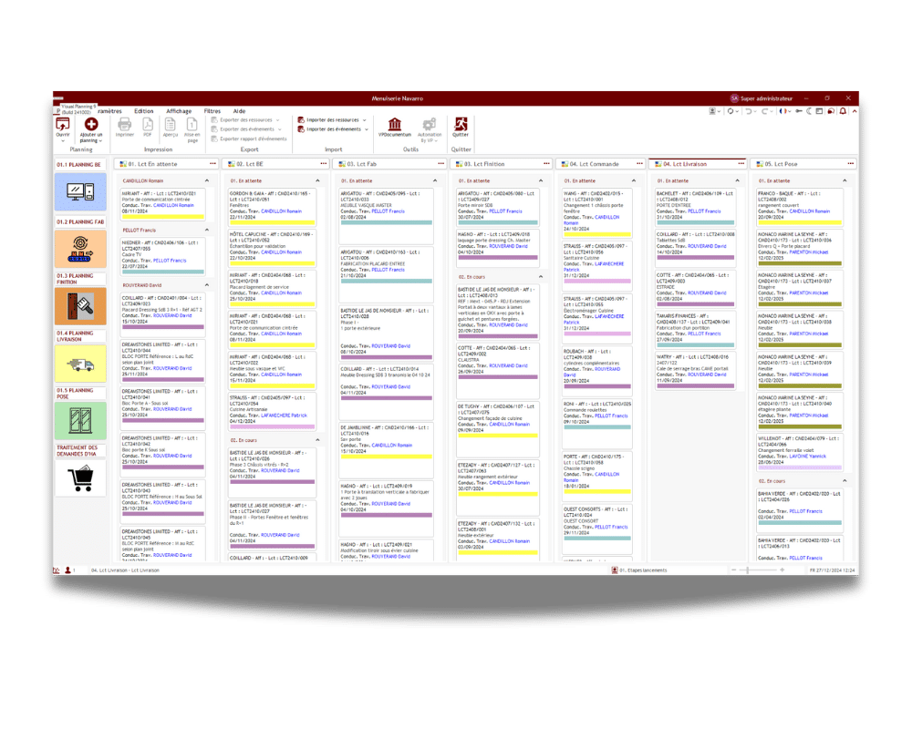 Logiciel de planning pour PME affichant une vue globale des tâches automatisées